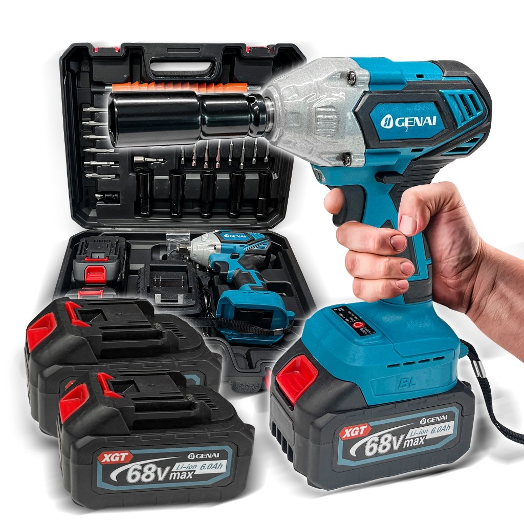 Chave De Impacto 68v 2 Bateria Max Litium 6.0AH Brushless + 26 Acessorios Profissional ENVIO IMEDIATO