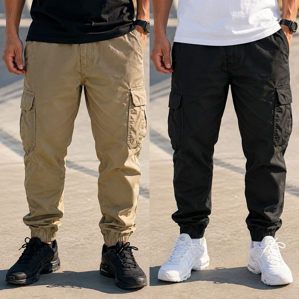 CALÇA CARGO JOGGER SARJA COM PUNHO MASCULINA SKATE